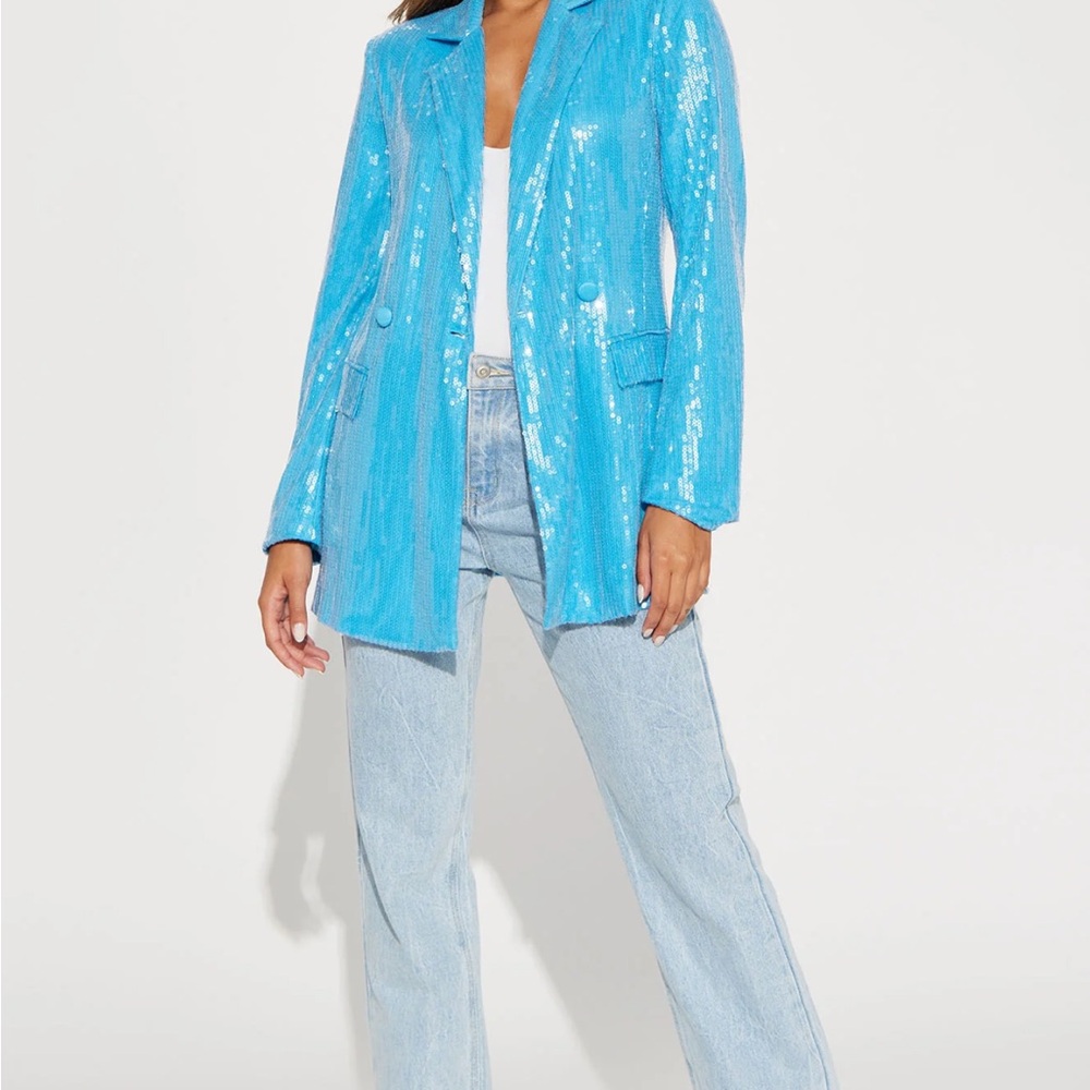 Sparkling Blue Sequin Blazer - Picture 2 of 3